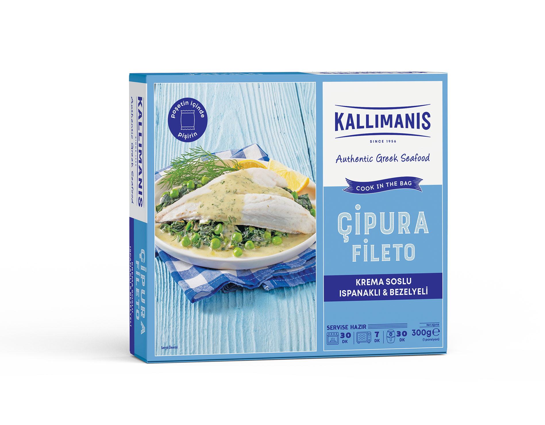 Kallimanis Cook In The Bag Çipura Fileto - Krema Soslu, Ispanaklı ve Bezelyeli